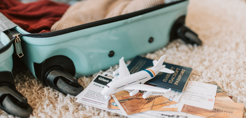 Suitcase with documents.